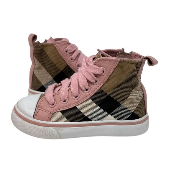 Burberry Girls Pink Tom Check Hi-Top Trainers Youth Size 23 - Picture 12 of 12